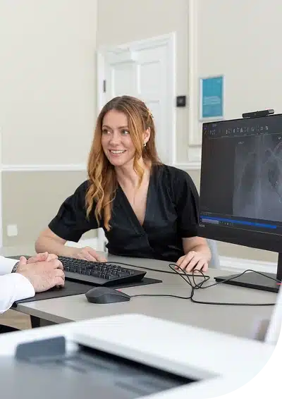 Medical consultation with computer analysis.