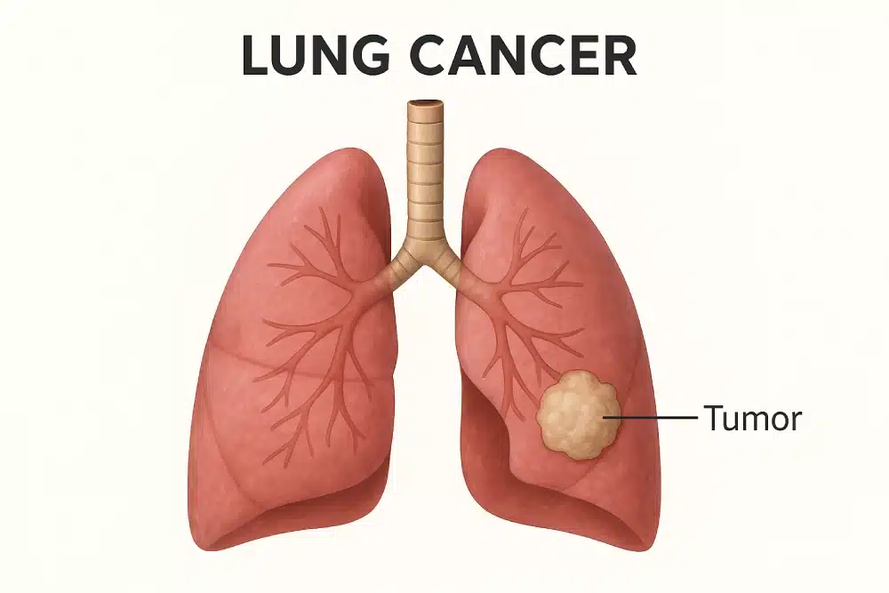 Lung cancer illustration realistic medical-style