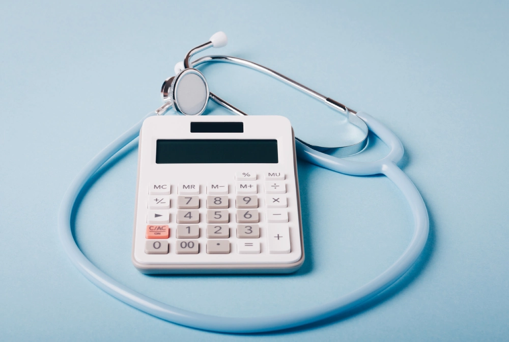 calculator and stethoscope