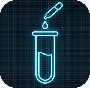 Rib Fractures 4 Neon test tube with dropper on dark grid background