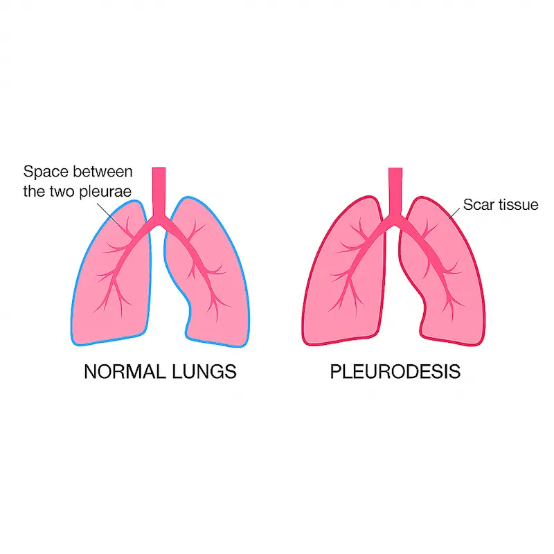 Diagram comparing normal lungs and pleurodesis