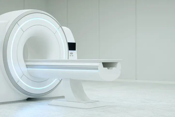 MRI scanner in a modern diagnostic room used for evaluating lung cancer treatment options