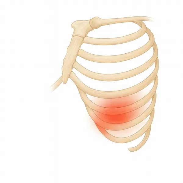 rib pain area in slipping rib syndrome