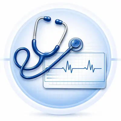 Stethoscope and ECG icon for medical diagnostics