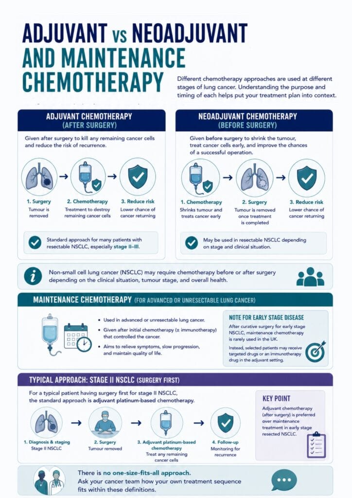 When Is Chemotherapy Recommended After Lung Cancer Surgery? 2 Adjuvant vs Neoadjuvant and Maintenance Chemotherapy