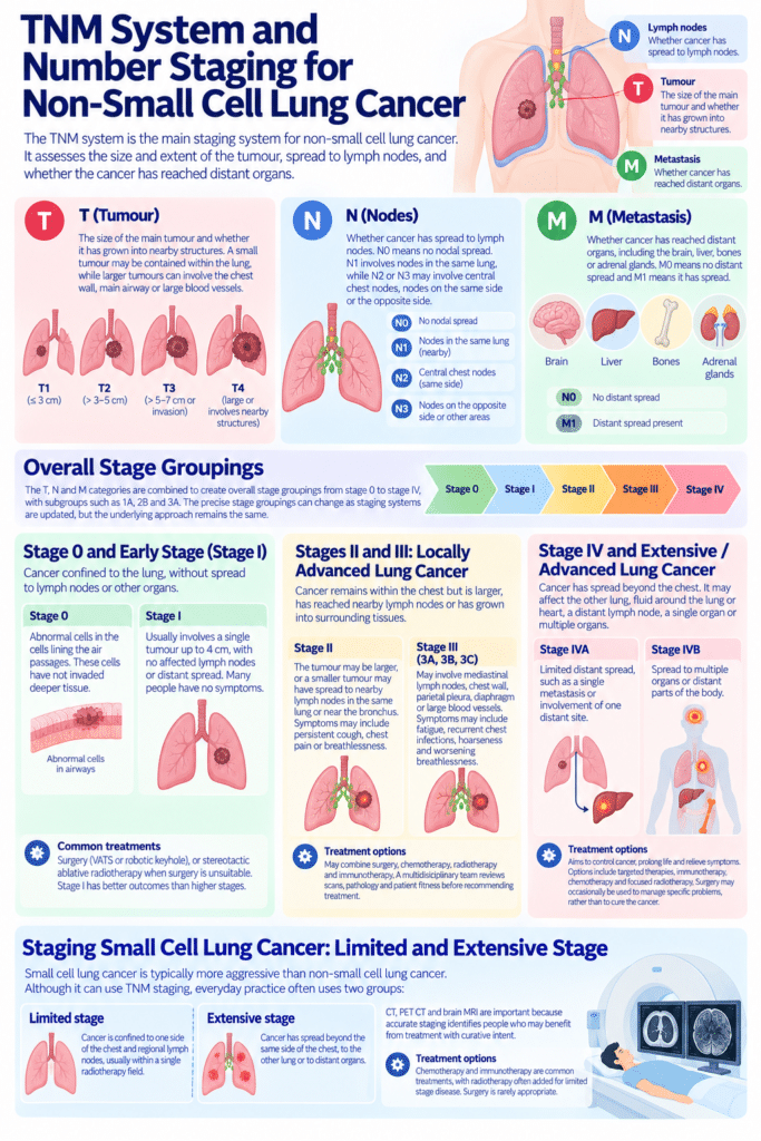 Lung Cancer Stages: From First Diagnosis to Post‑Surgery Staging 2 Staging Small Cell Lung Cancer: Limited and Extensive Stage